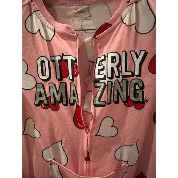 NWOT Justice Girl Zipper Style Heart Onesie Pajamas Size 12 - Picture 9 of 9